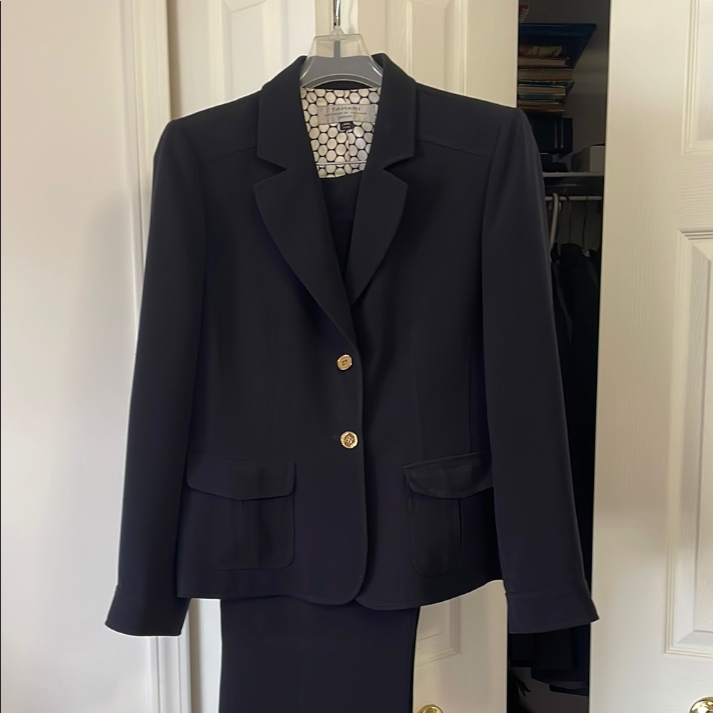 Tahari Black Blazer with Gold Buttons